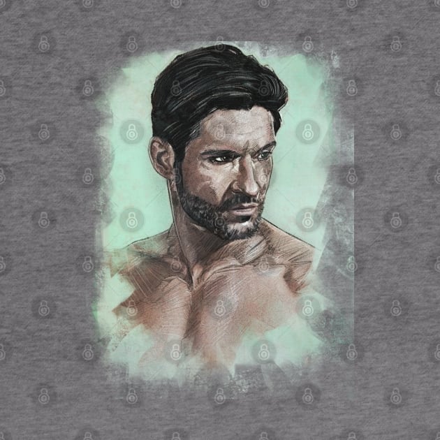 Lucifer Tom Ellis Portrait by Elizachadwickart 